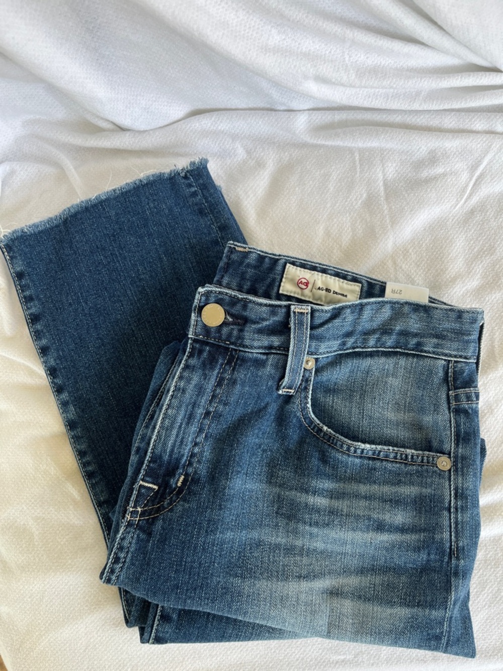Agolde Straight Leg Jeans in Medium Blue Wash